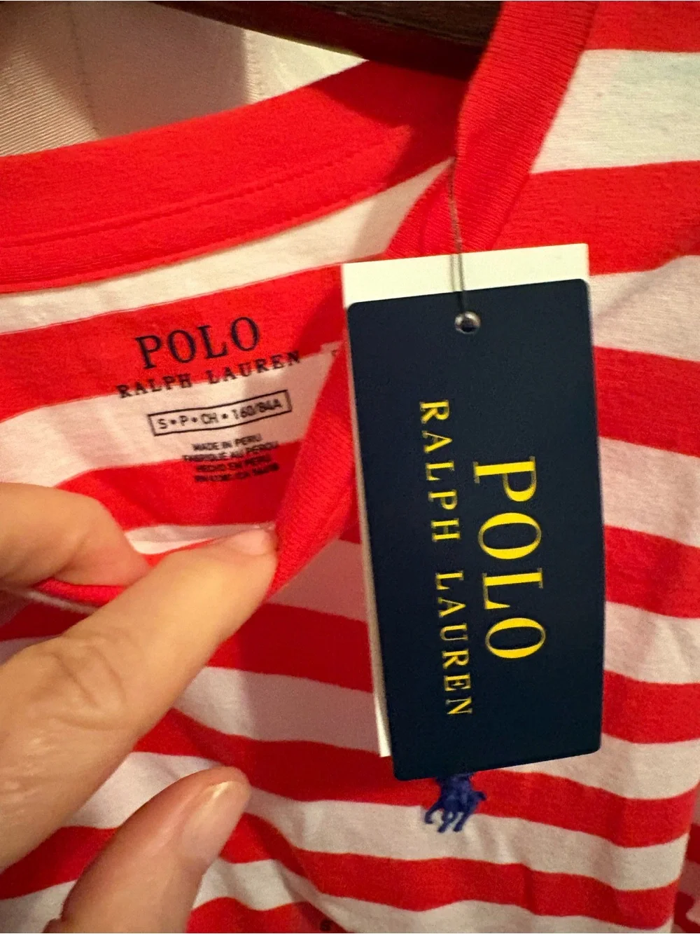 Polo by Ralph Lauren women’s S/P $55 Red & White Stripe Crewneck T-Shirt